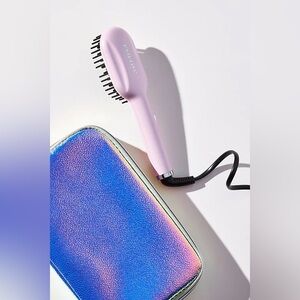 Eva NYC Travel Mini Straightening Brush in Lavender Crystal with Iridescent Case